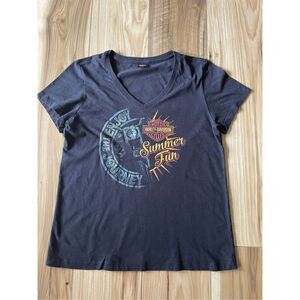 Harley-Davidson® Women's Summer Journey V-Neck Short Sleeve T-Shirt, Black